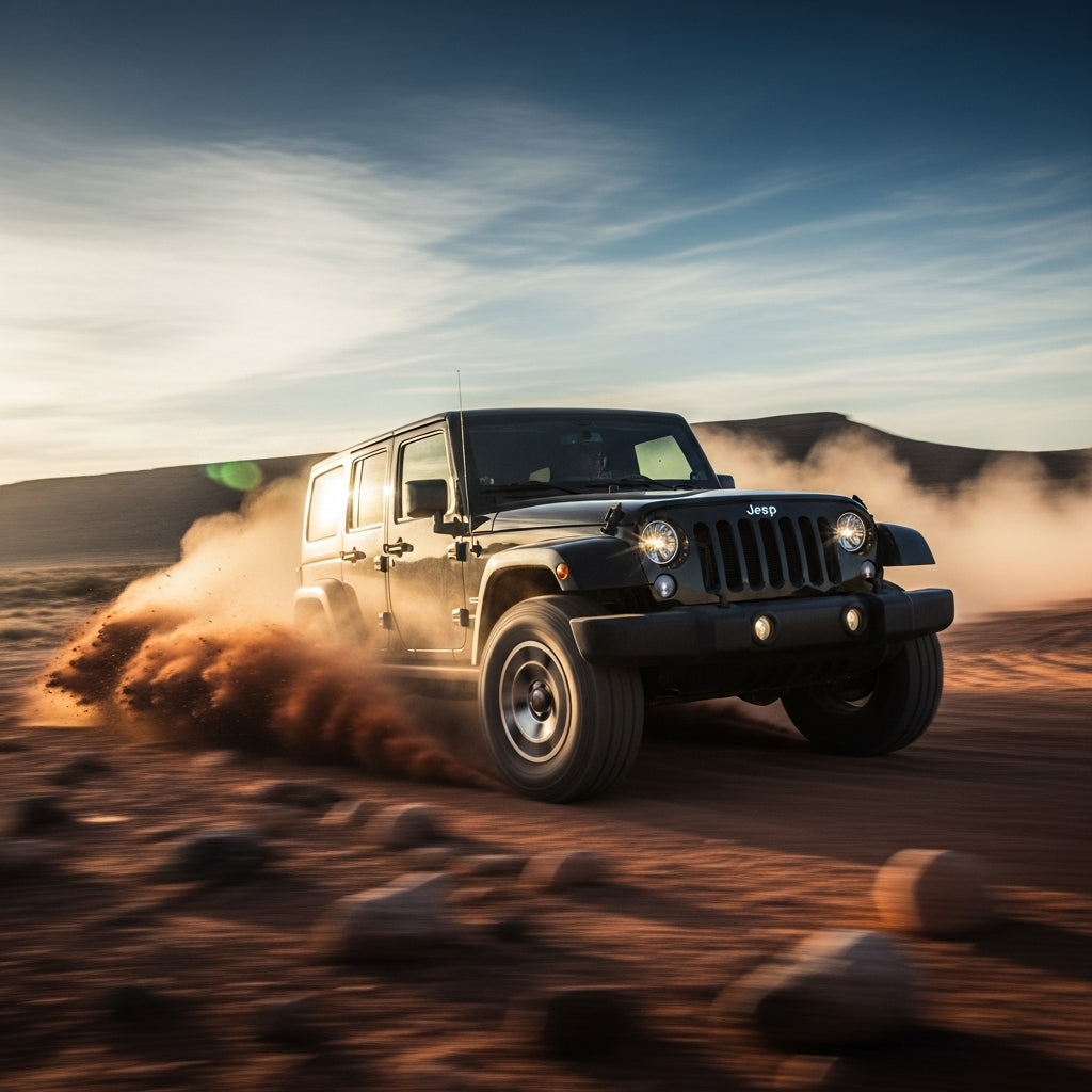 Action Shot: Jeep Wrangler Driving Fast