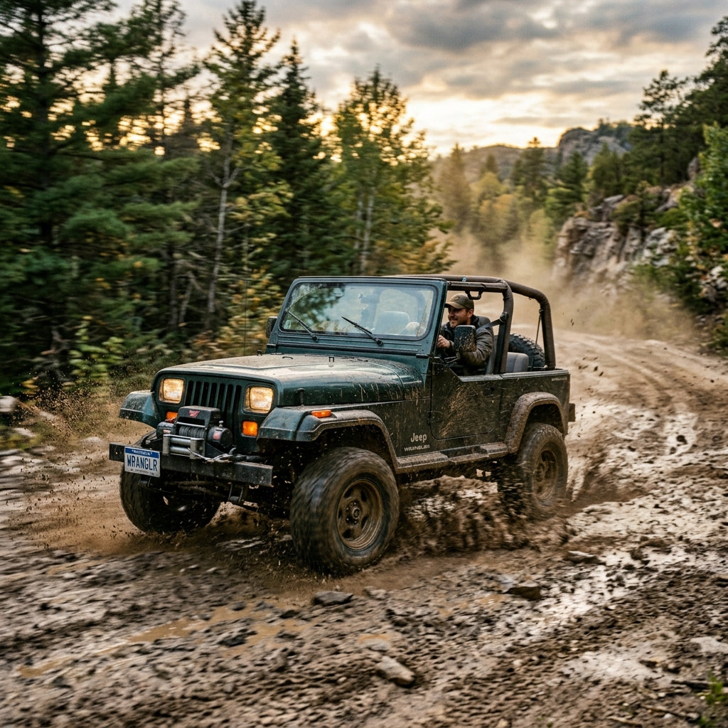 Action Shot: Jeep Wrangler,Grand Cherokee Driving Fast