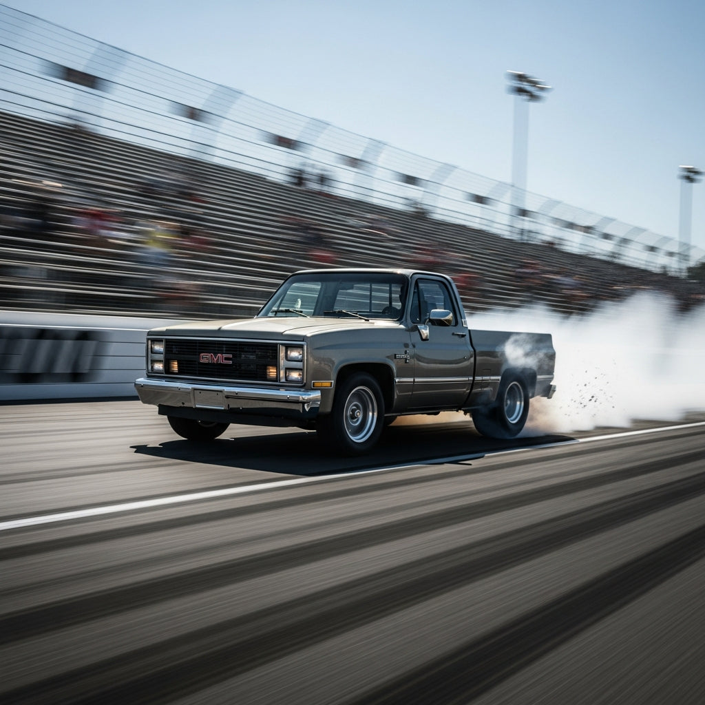 Action Shot: GMC, Chevrolet C/K Trucks Driving Fast