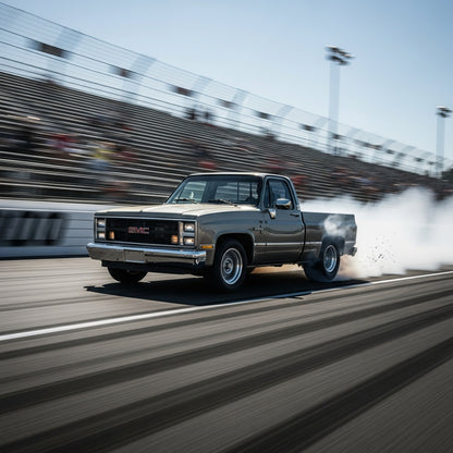 Action Shot: GMC, Chevrolet C/K Trucks Driving Fast