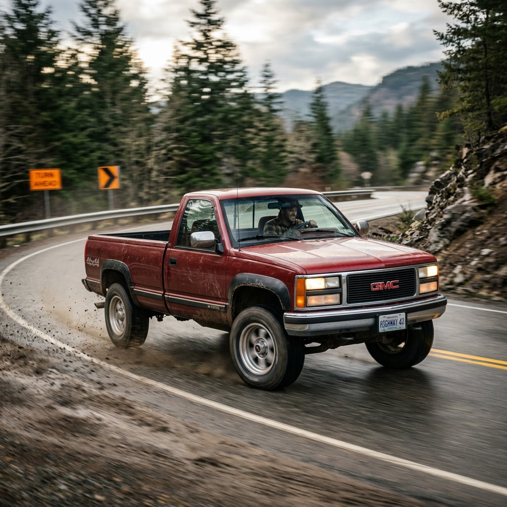 Action Shot: GMC C/K Trucks Driving Fast