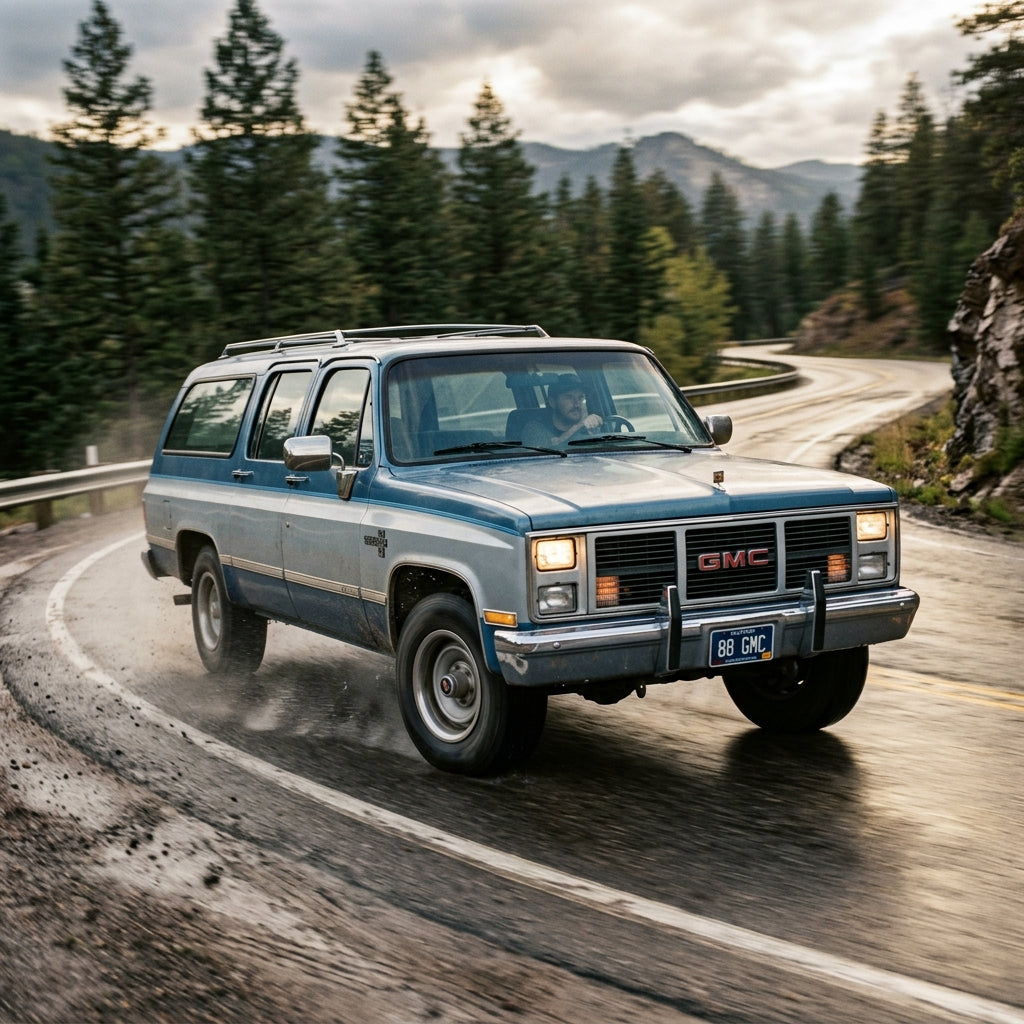 Action Shot: Chevrolet, GMC C/K Trucks, Suburban Driving Fast