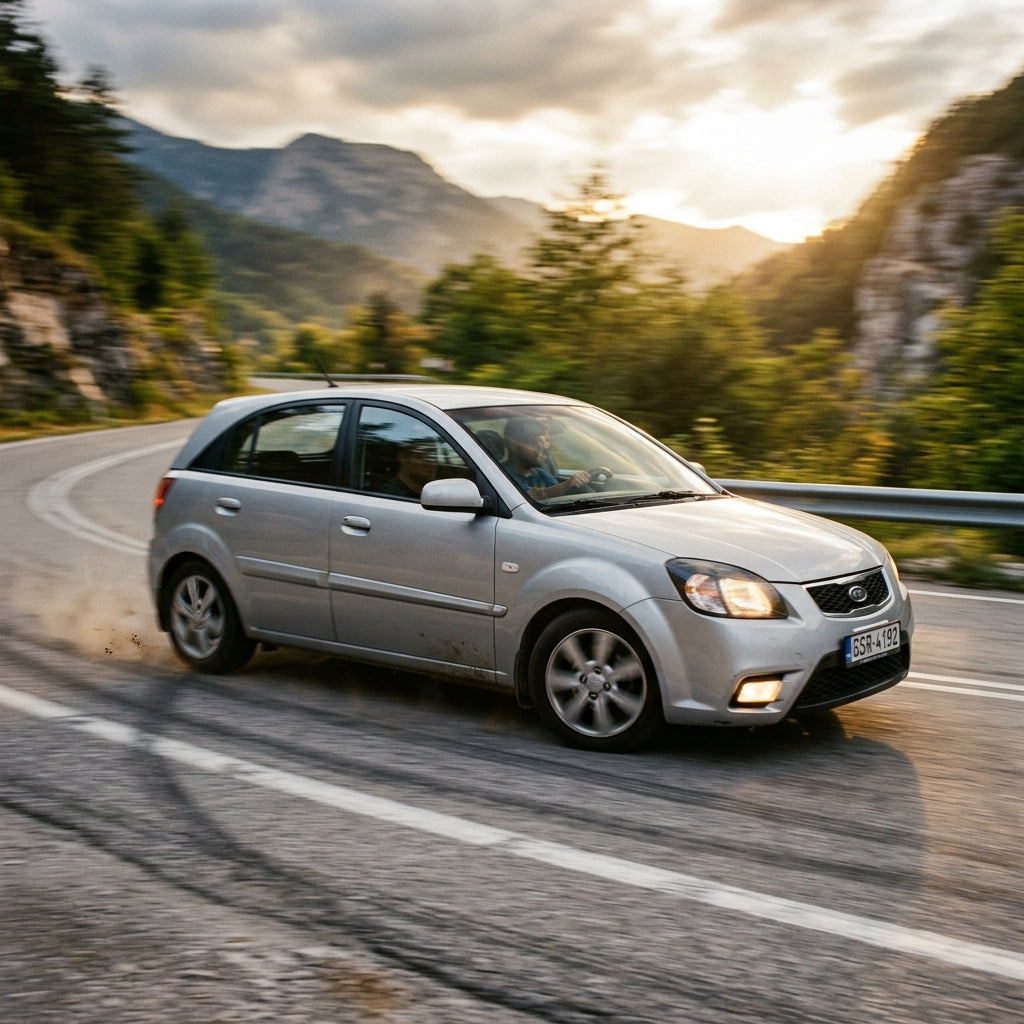 Action Shot: Kia Rio Driving Fast