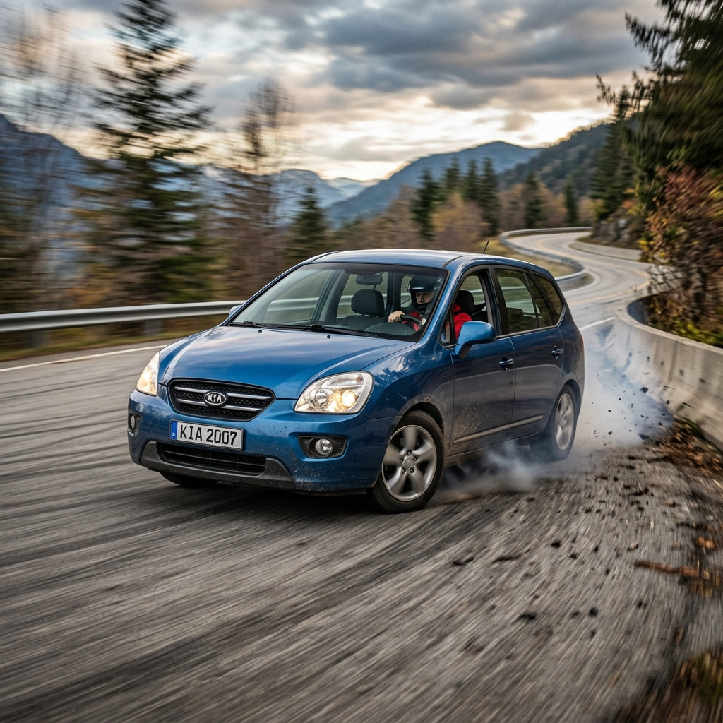 Action Shot: Kia Rondo Driving Fast