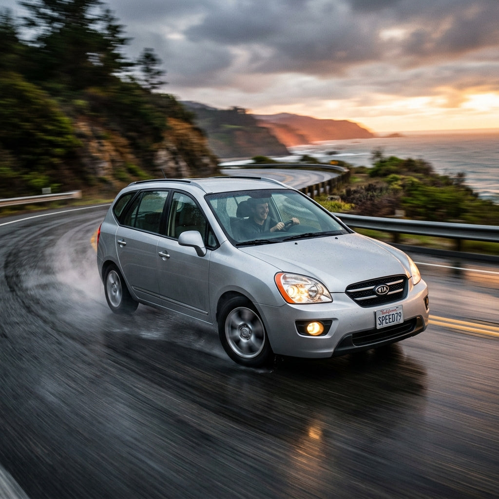 Action Shot: Kia Rondo Driving Fast