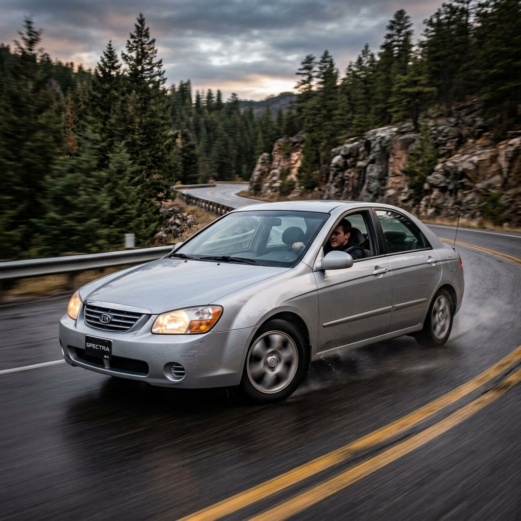 Action Shot: Kia Spectra Driving Fast