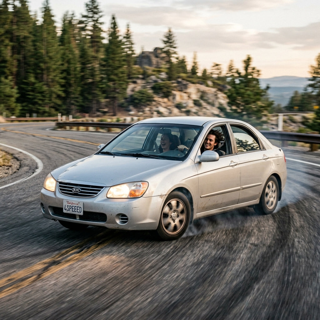 Action Shot: Kia Spectra Driving Fast