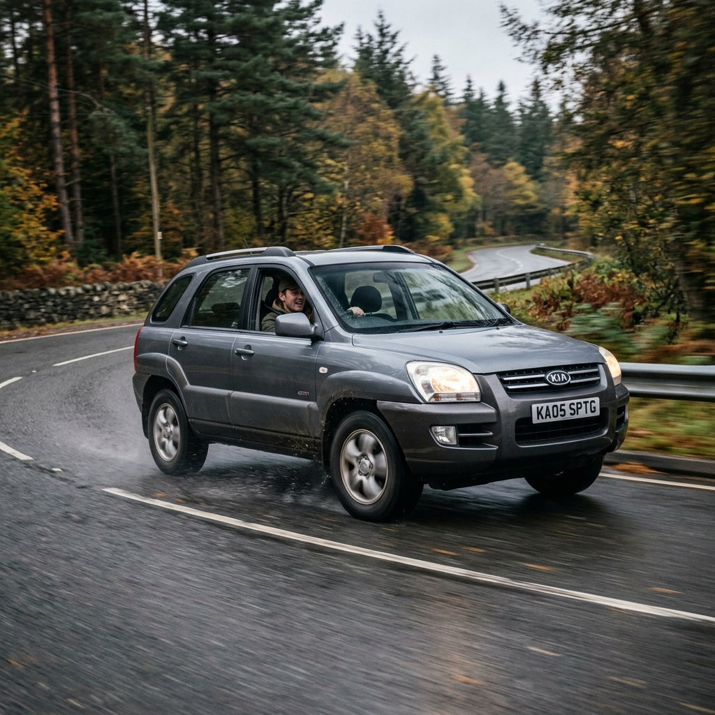 Action Shot: Kia Sportage Driving Fast