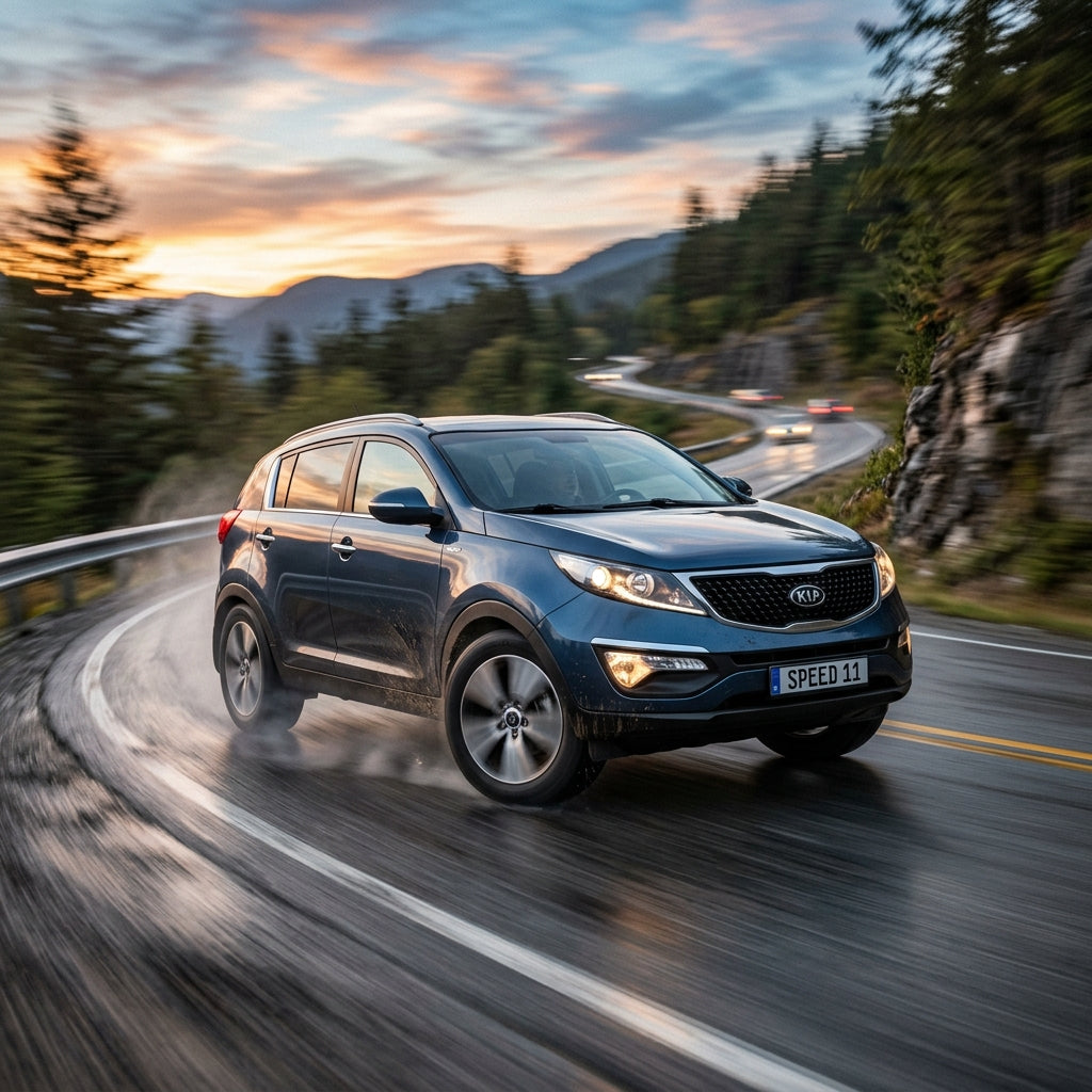 Action Shot: Kia Sportage Driving Fast