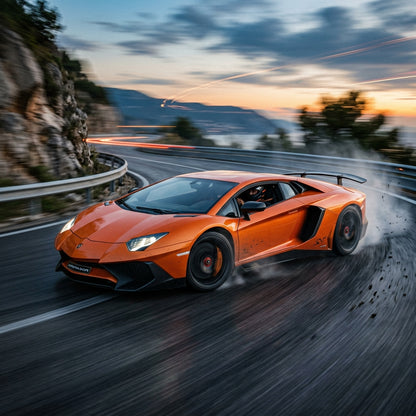 Action Shot: Lamborghini Aventador Driving Fast