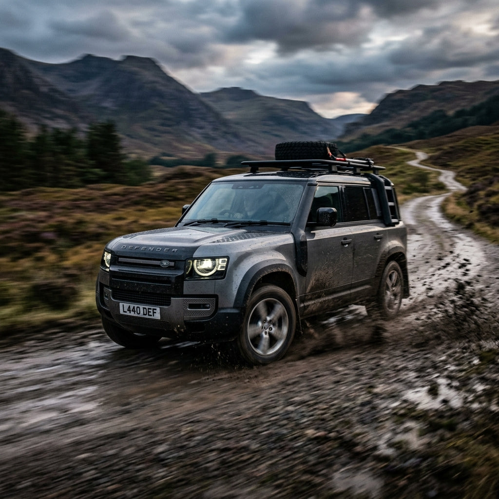 Action Shot: Land Rover Defender Driving Fast
