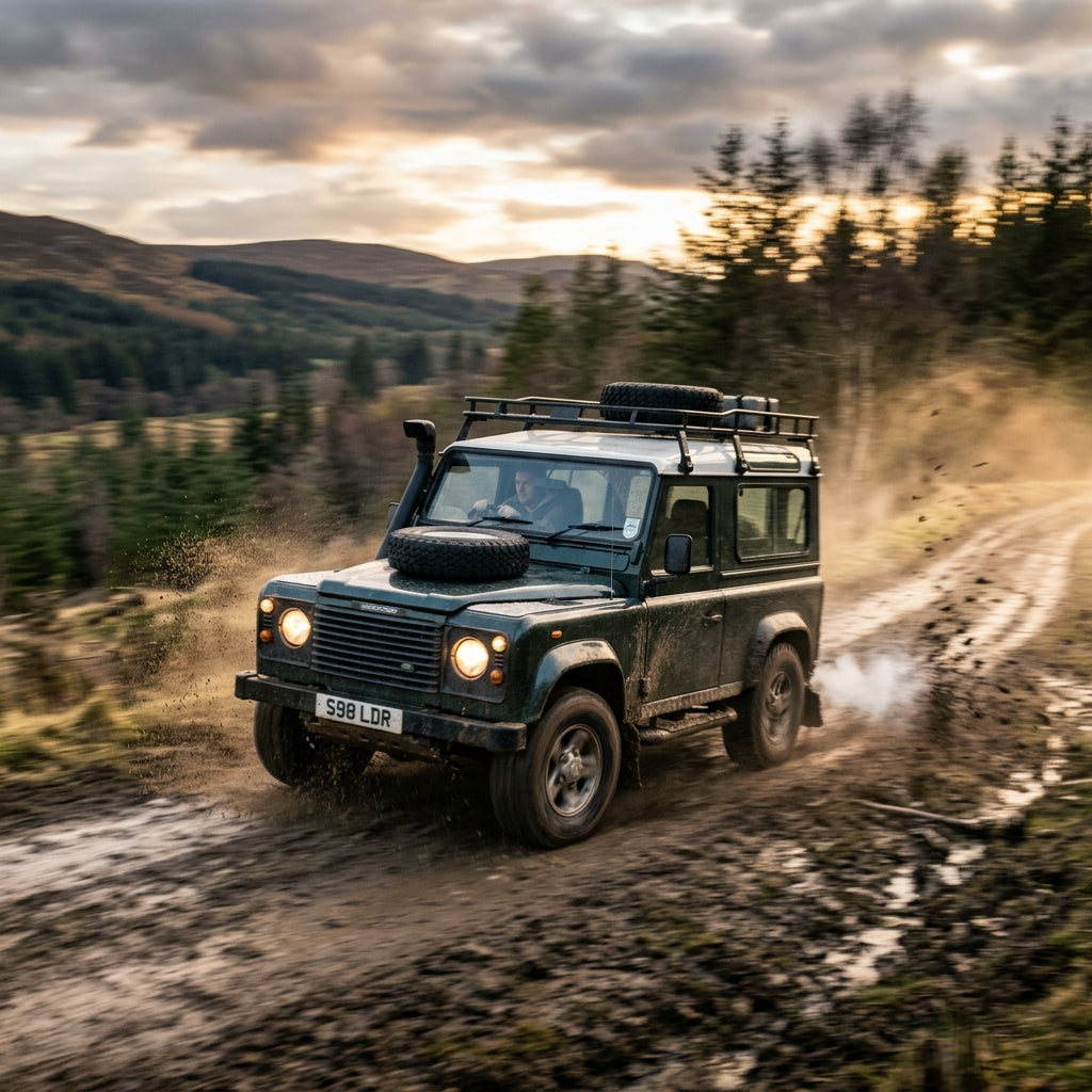 Action Shot: Land Rover Defender Driving Fast