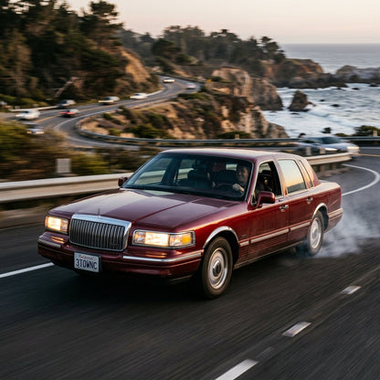 Action Shot: Lincoln Town Car Driving Fast