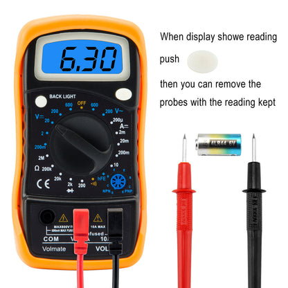 Digital Voltmeter Ammeter Ohmmeter Multimeter Volt AC DC Tester Meter