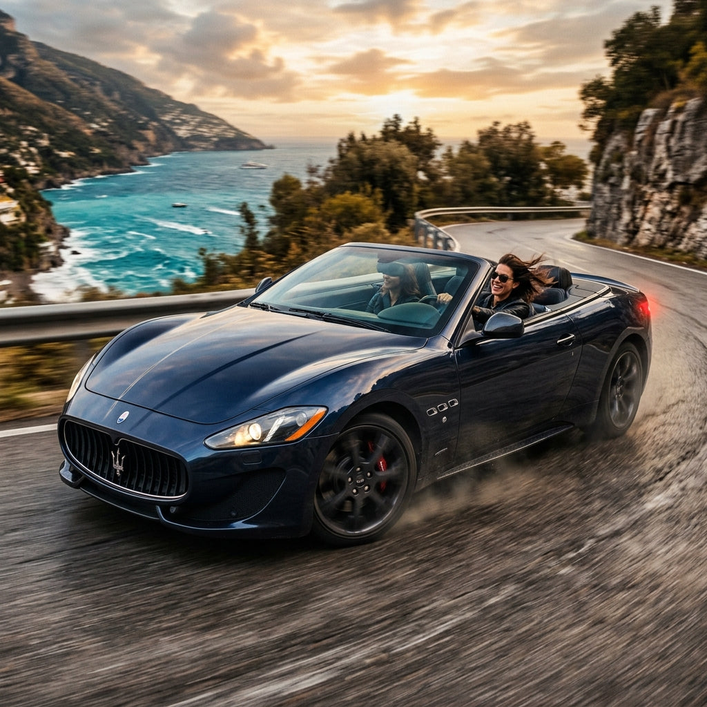 Action Shot: Maserati Gran Cabrio Driving Fast