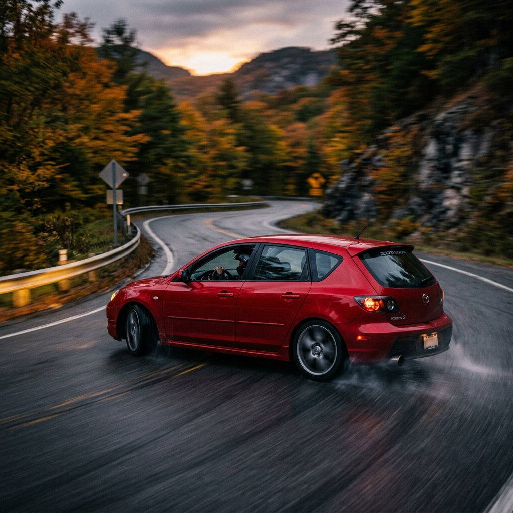 Action Shot: Mazda 3 Driving Fast
