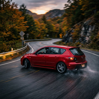 Action Shot: Mazda 3 Driving Fast