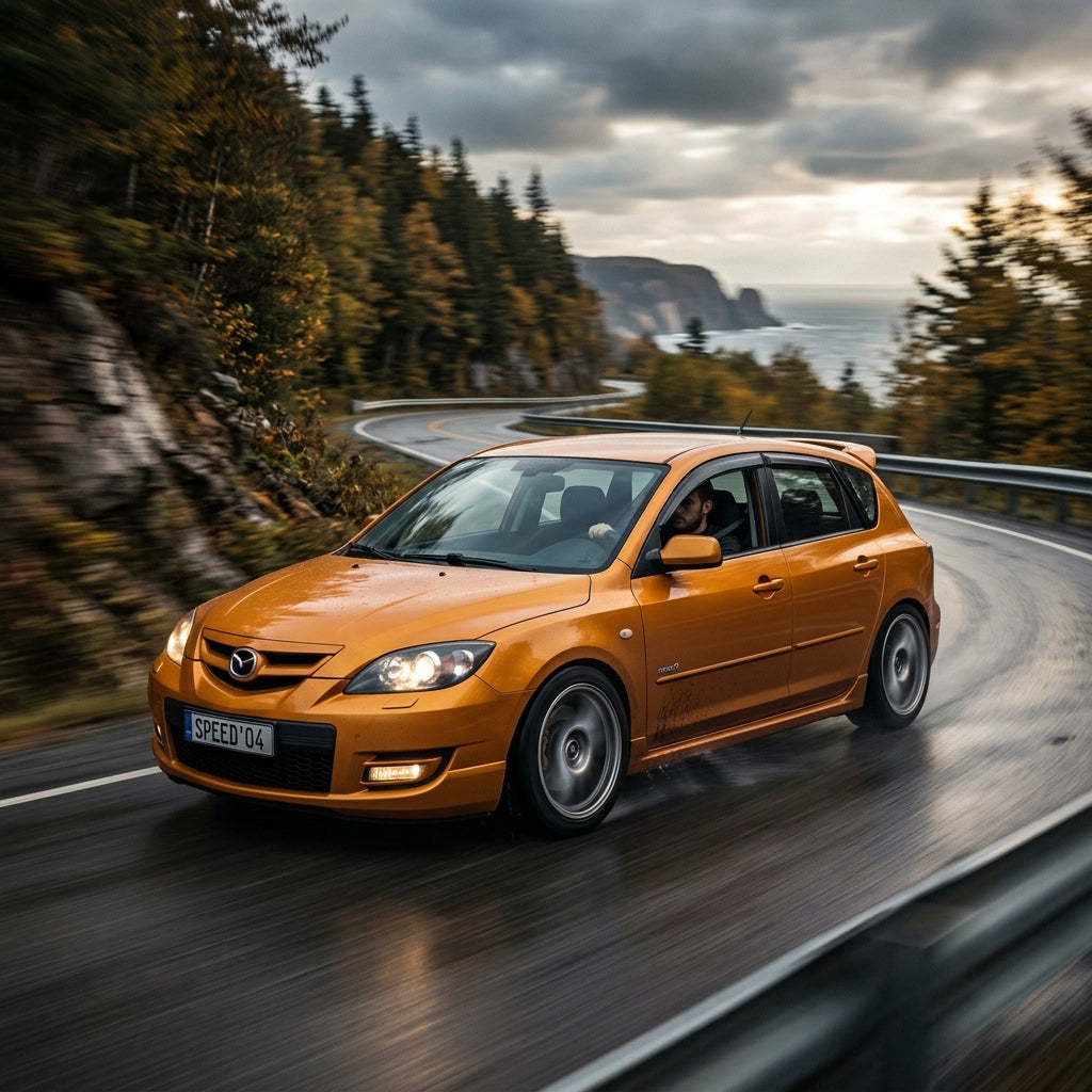 Action Shot: Mazda 3 Driving Fast