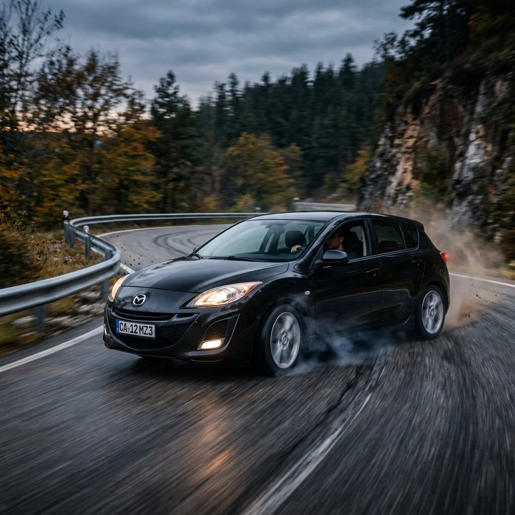 Action Shot: Mazda 3 Driving Fast