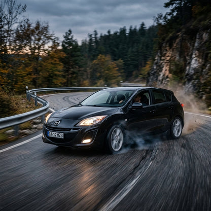 Action Shot: Mazda 3 Driving Fast