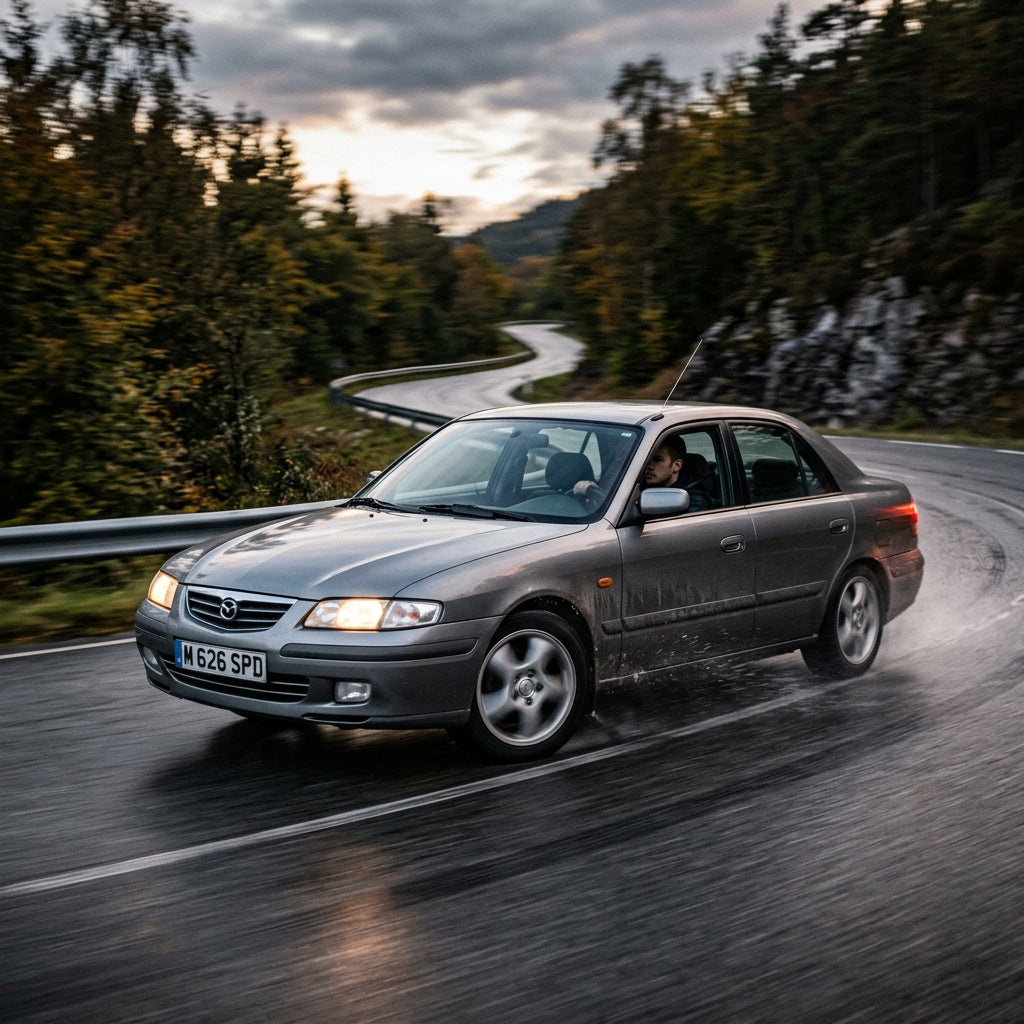 Action Shot: Mazda 626 Driving Fast