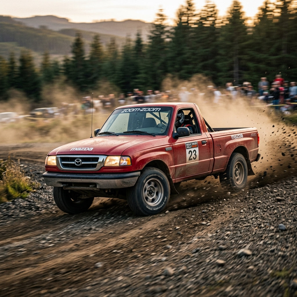 Action Shot: Mazda B2300 Driving Fast