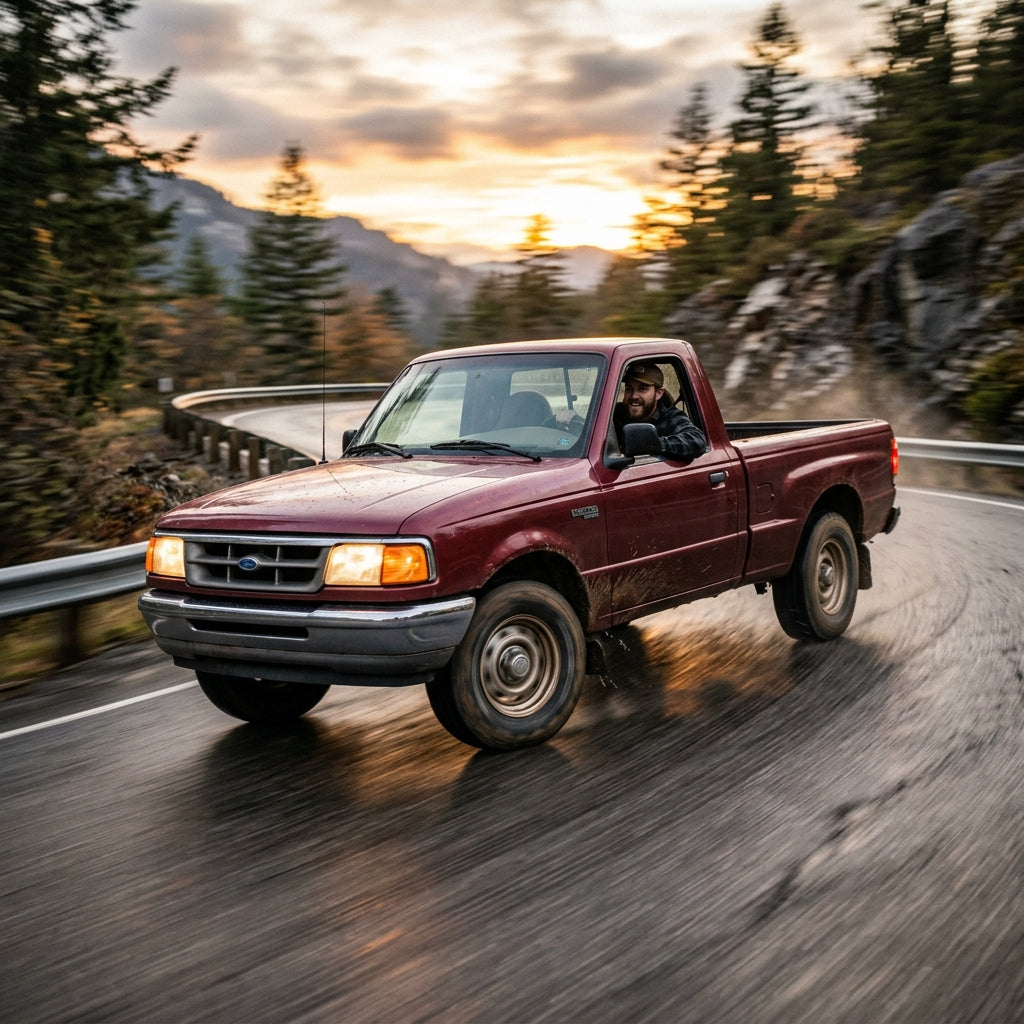 Action Shot: Mazda B2300 Driving Fast