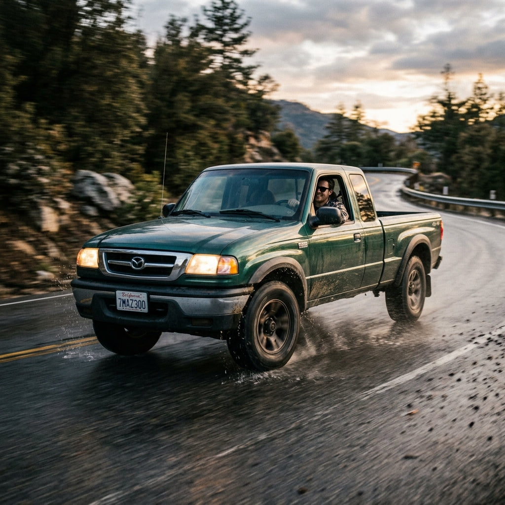 Action Shot: Mazda B2300 Driving Fast
