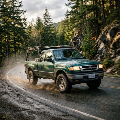 Action Shot: Mazda B2500 Driving Fast