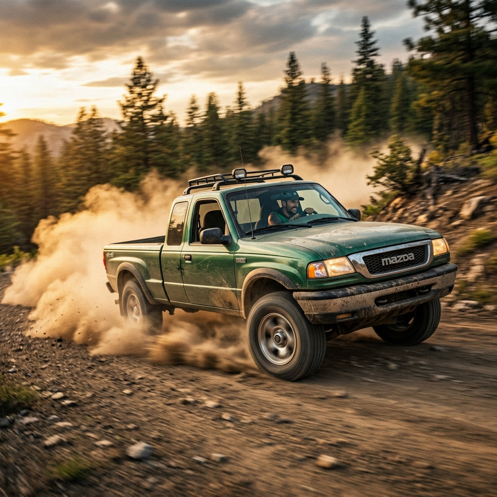 Action Shot: Mazda B4000 Driving Fast