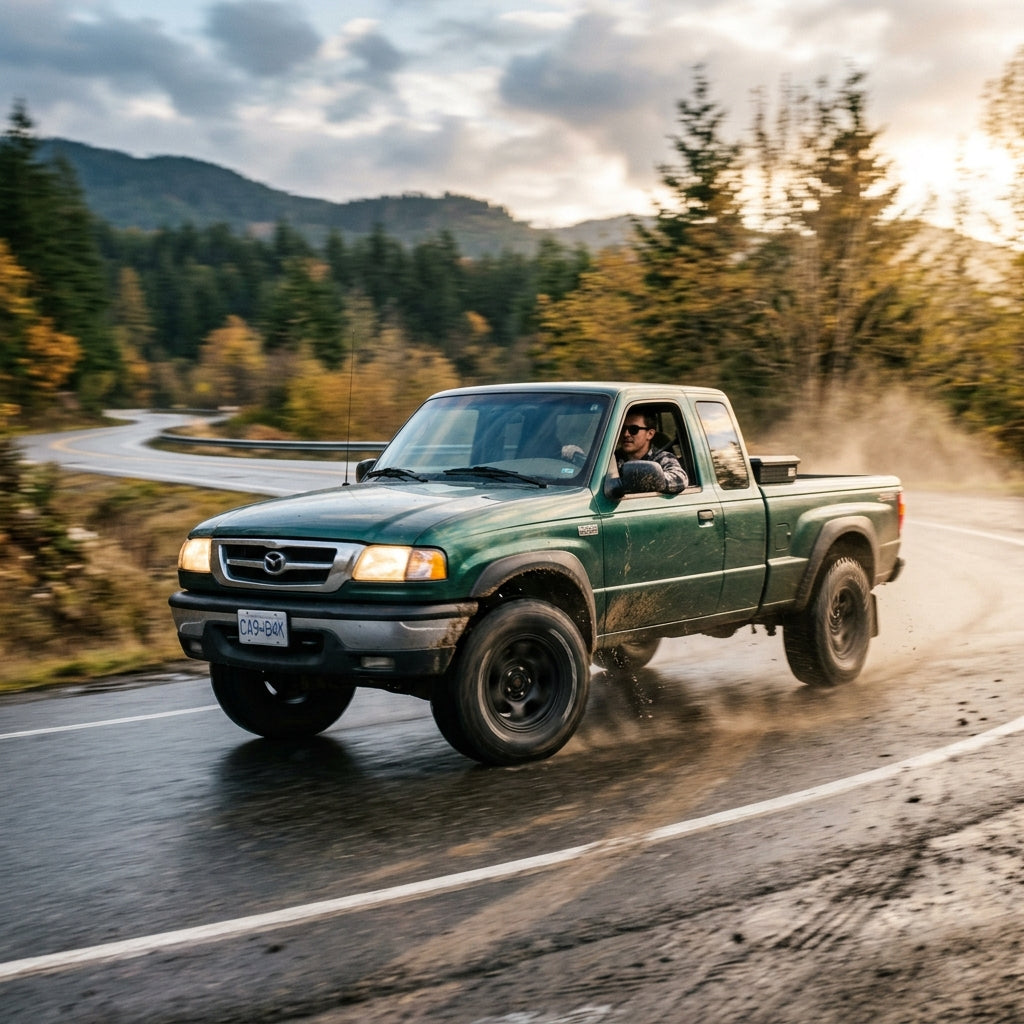 Action Shot: Mazda B4000 Driving Fast