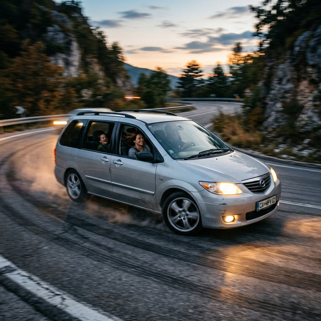 Action Shot: Mazda MPV Driving Fast