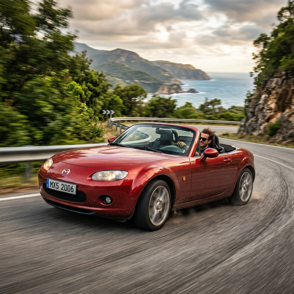 Action Shot: Mazda MX-5 Miata Driving Fast