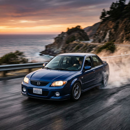 Action Shot: Mazda Protegé Driving Fast