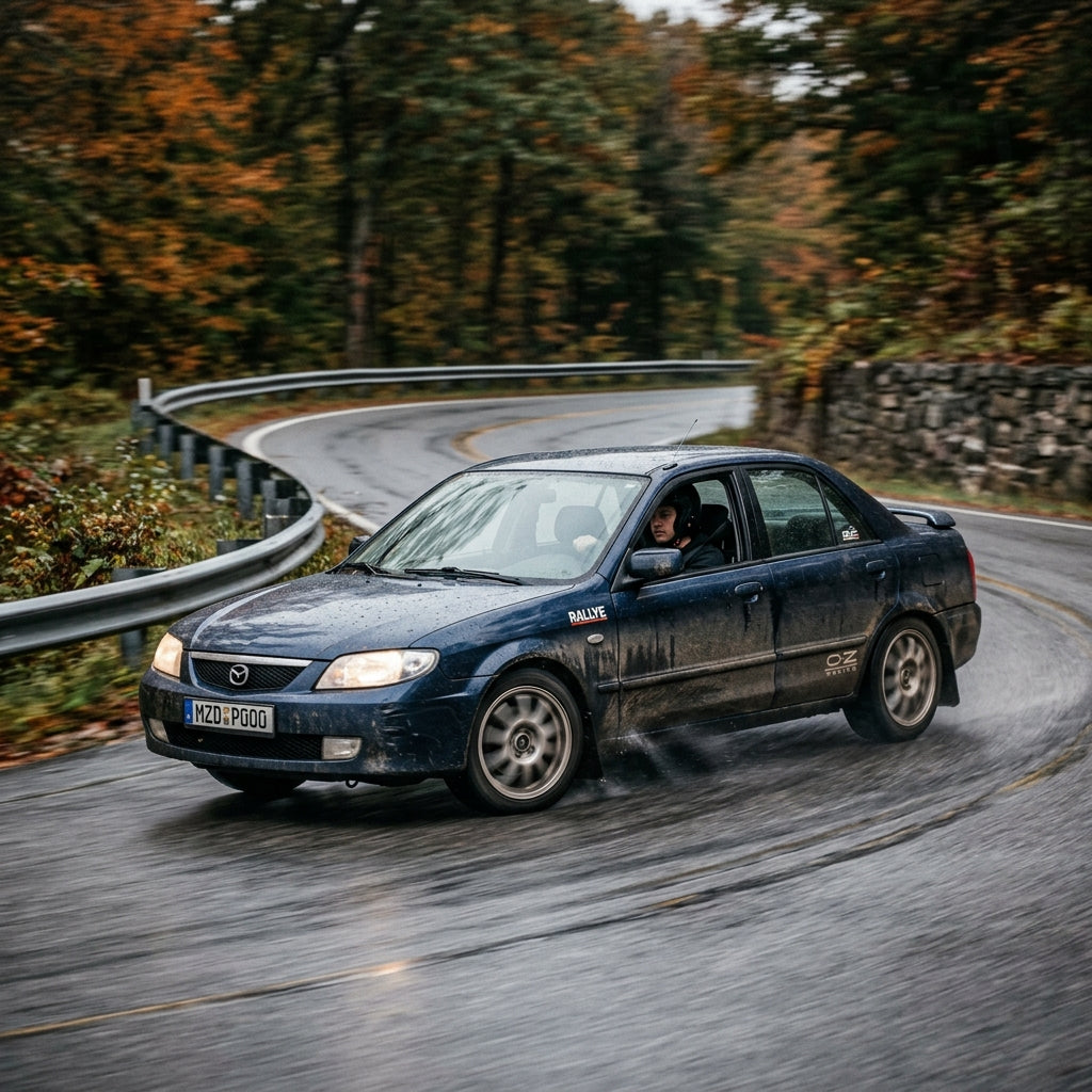 Action Shot: Mazda Protegé Driving Fast