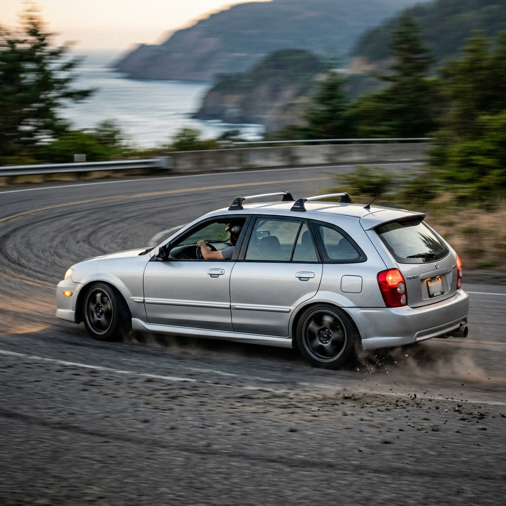 Action Shot: Mazda Protege5 Driving Fast