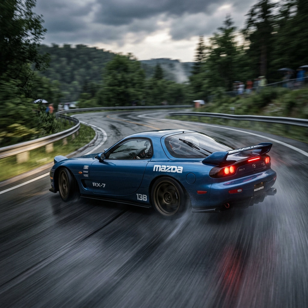 Action Shot: Mazda RX-7 Driving Fast