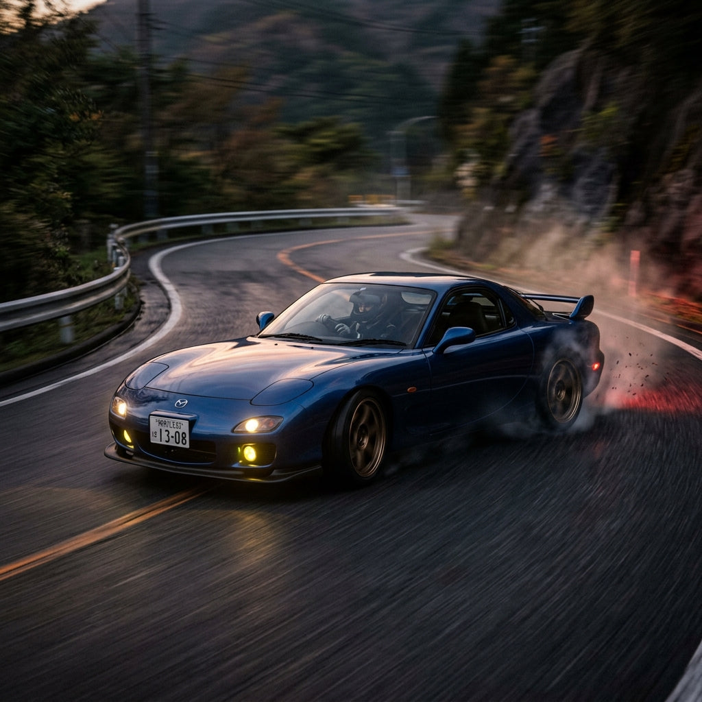 Action Shot: Mazda RX-7 Driving Fast