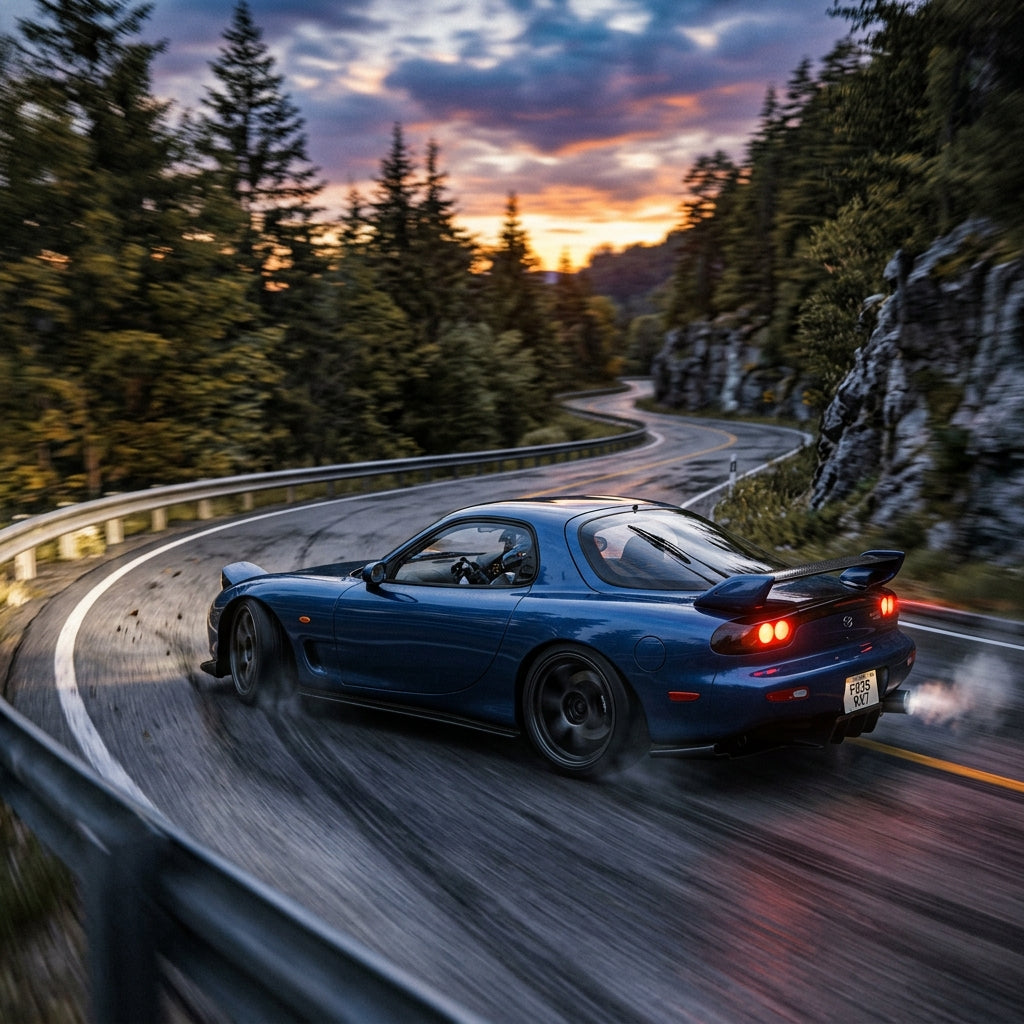 Action Shot: Mazda RX-7 Driving Fast