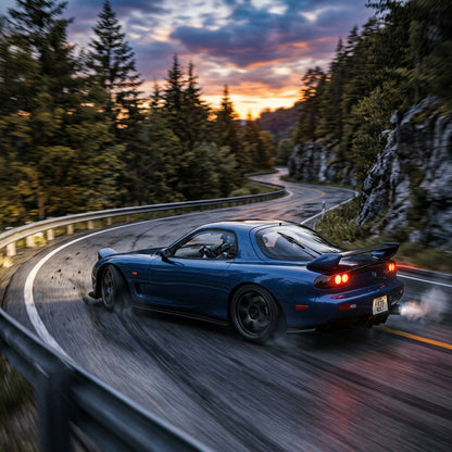 Action Shot: Mazda RX-7 Driving Fast