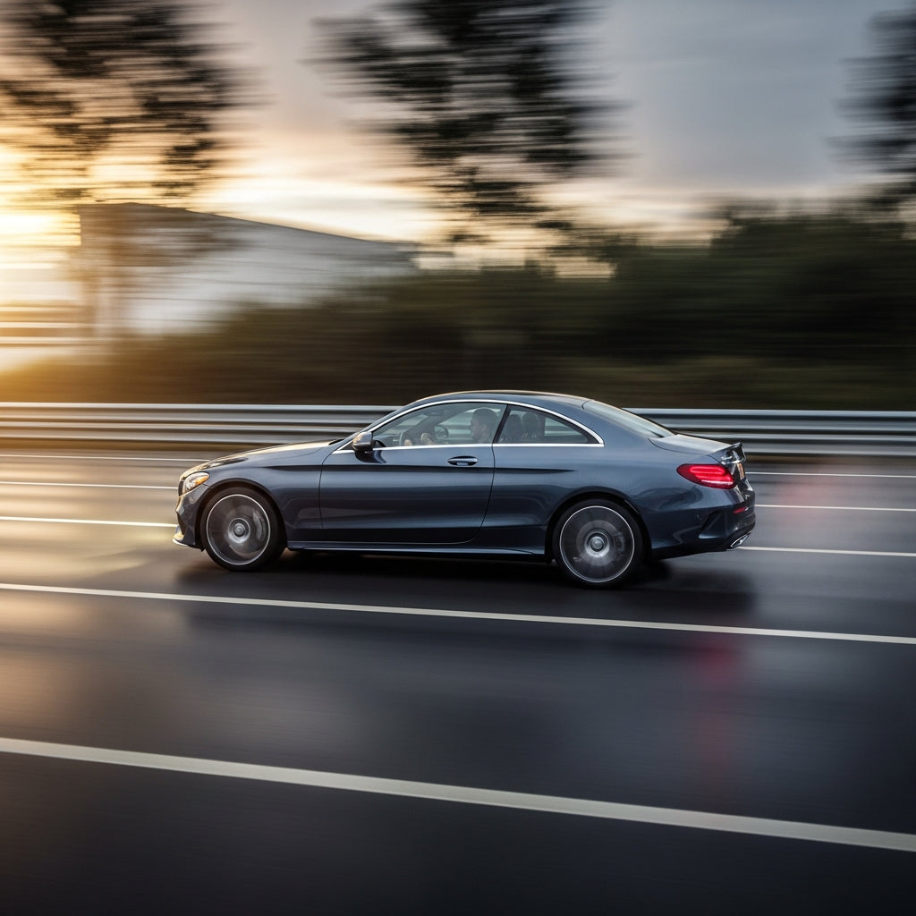 Action Shot: Mercedes-Benz C-Class, E-Class, CL-Class, SL-Class, GL-Class Driving Fast