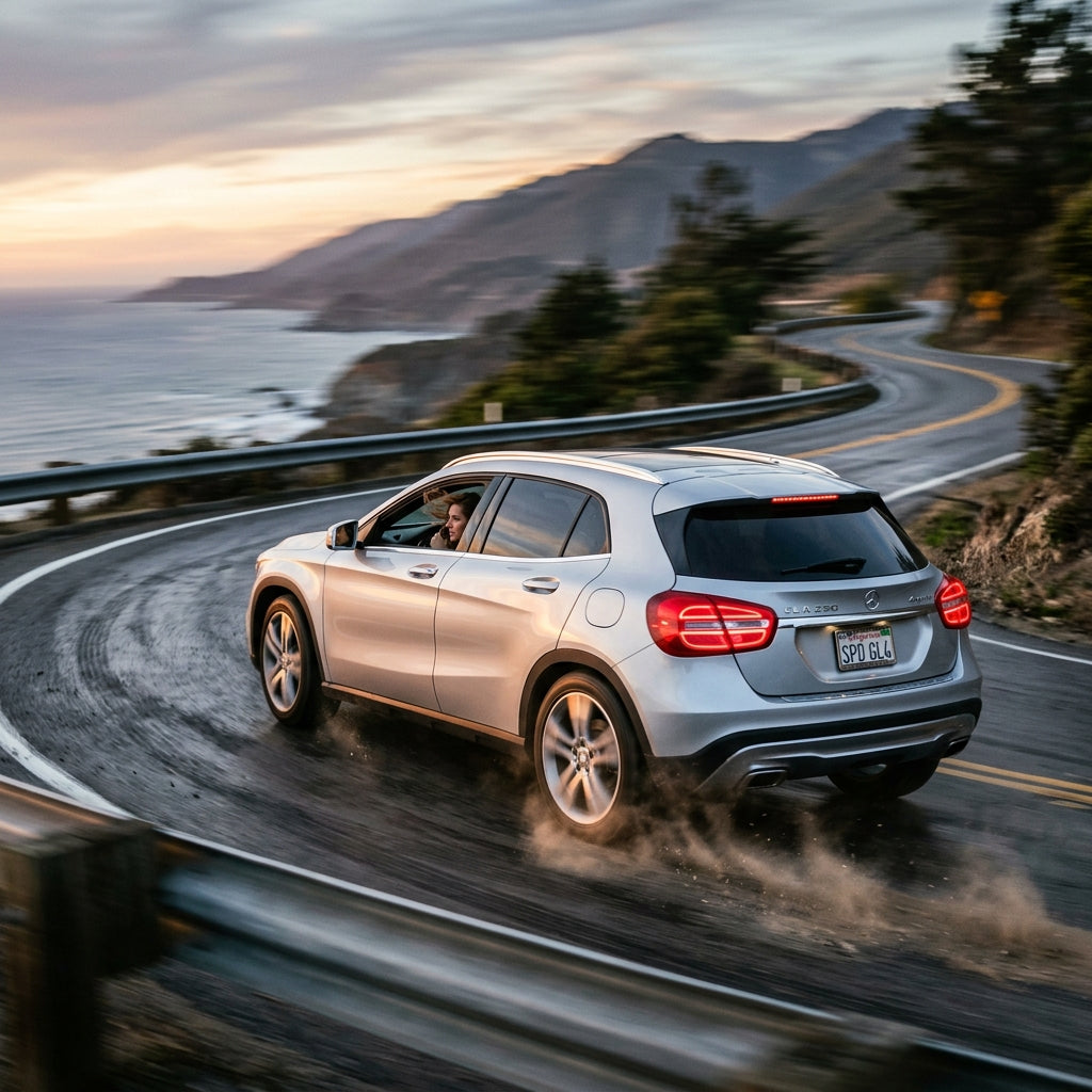 Action Shot: Mercedes-Benz GLA250 Driving Fast