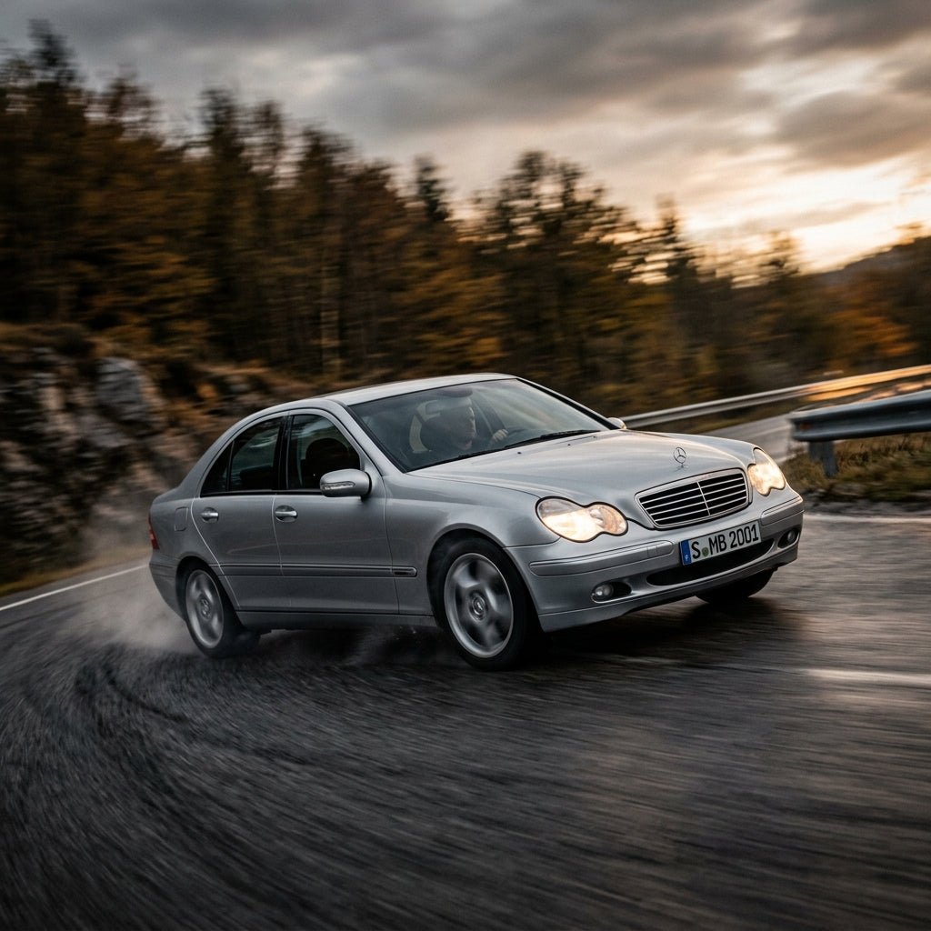 Action Shot: Mercedes Benz C-Class Driving Fast