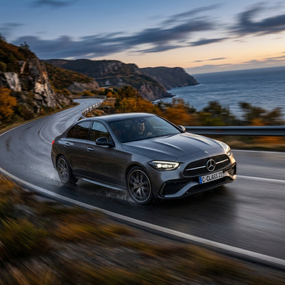 Action Shot: Mercedes Benz C-Class Driving Fast