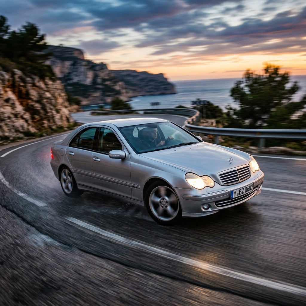 Action Shot: Mercedes Benz C-Class Driving Fast