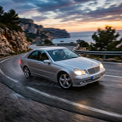 Action Shot: Mercedes Benz C-Class Driving Fast