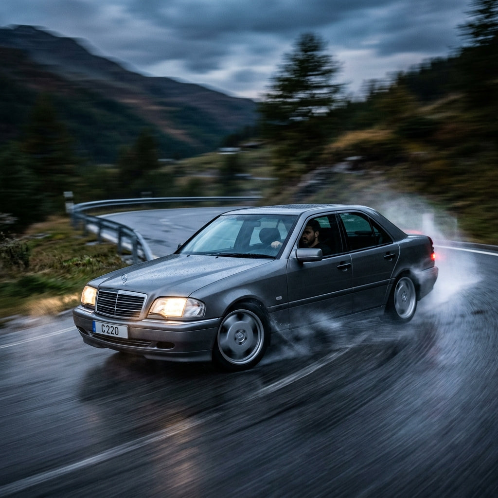 Action Shot: Mercedes Benz C-Class Driving Fast