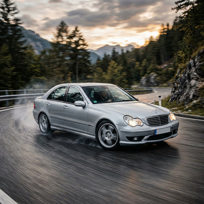 Action Shot: Mercedes Benz C-Class Driving Fast
