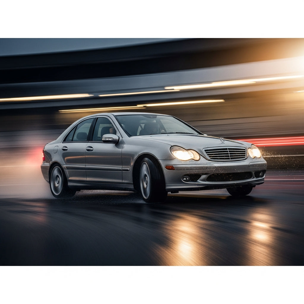 Action Shot: Mercedes Benz C-Class Driving Fast