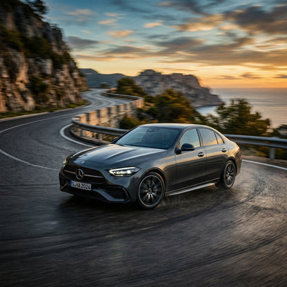 Action Shot: Mercedes Benz C-Class Driving Fast